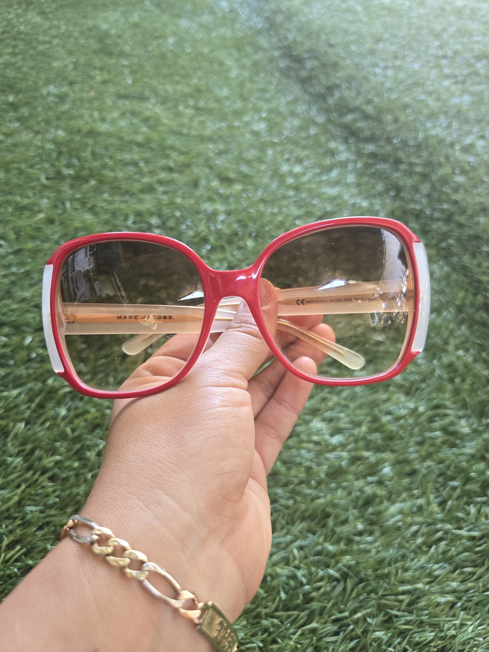 Marc Jacobs Red and White Oversized Women's Sunglasses